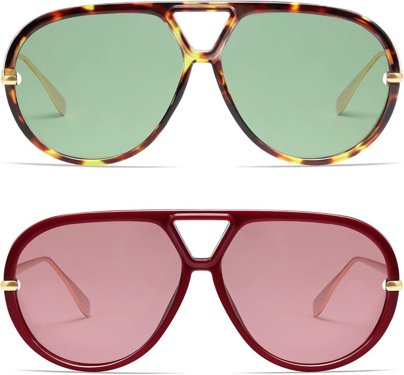 VANLINKER Oversized Trendy Polarized Aviator Sunglasses for Women Men Retro Round Sunglasses Vintage Shield Shades VL9798 - Image 1